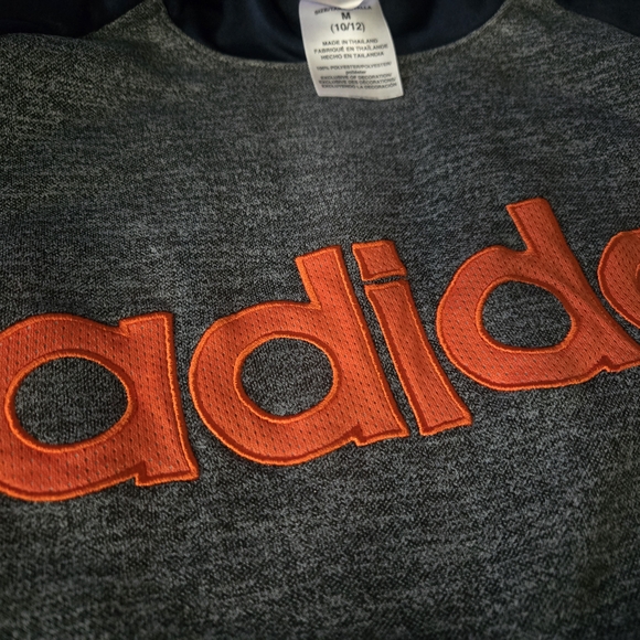Adidas Blue and Gray Hoodie with Vibrant Orange Logo - Picture 3 of 4